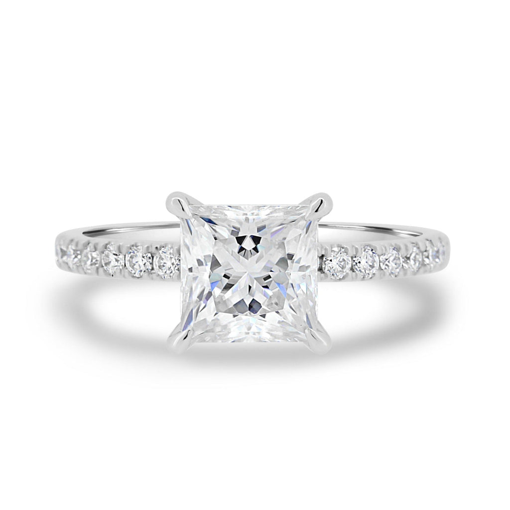 1.75 CT Princess Moissanite Hidden Halo Pave Setting Engagement Ring