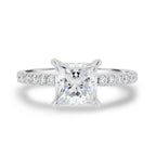 1.75 CT Princess Moissanite Hidden Halo Pave Setting Engagement Ring