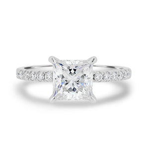 1.75 CT Princess Moissanite Hidden Halo Pave Setting Engagement Ring