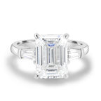 4.40 CT Emerald Moissanite Three Stones Engagement Ring