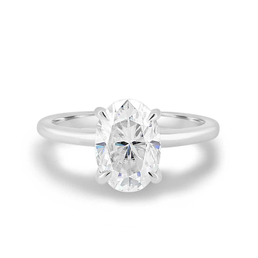 2.05 CT Oval Cut Moissanite Hidden Halo Engagement Ring