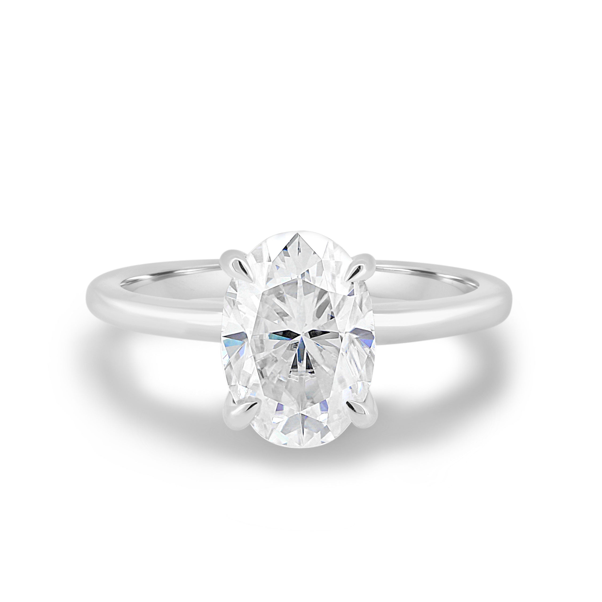 2.05 CT Oval Cut Moissanite Hidden Halo Engagement Ring