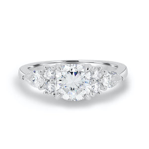 1.25CT Round Cut Cluster Moissanite Engagement Ring