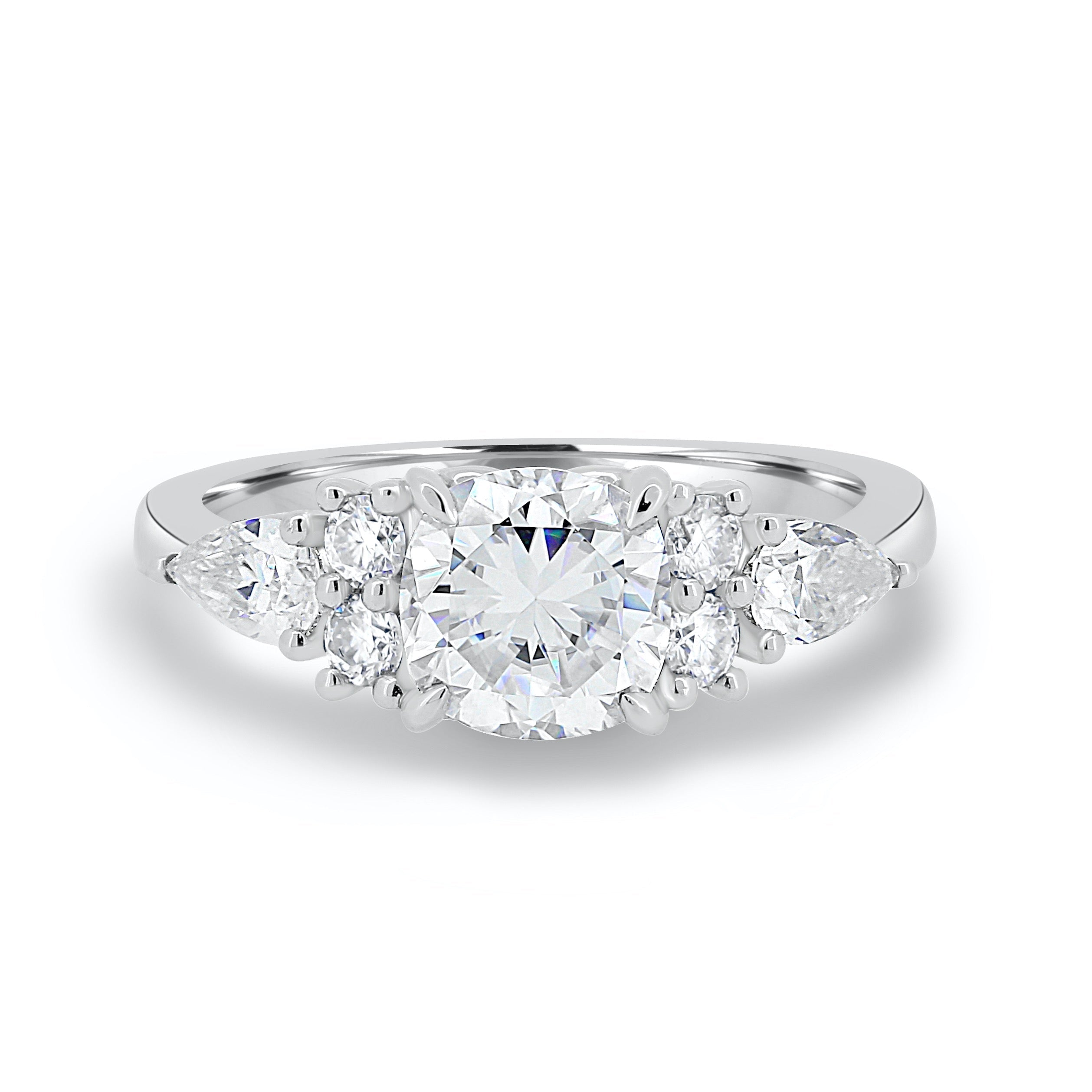 1.25CT Round Cut Cluster Moissanite Engagement Ring