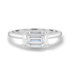 1.60 CT East West Emerald Cut Moissanite Solitaire Engagement Ring