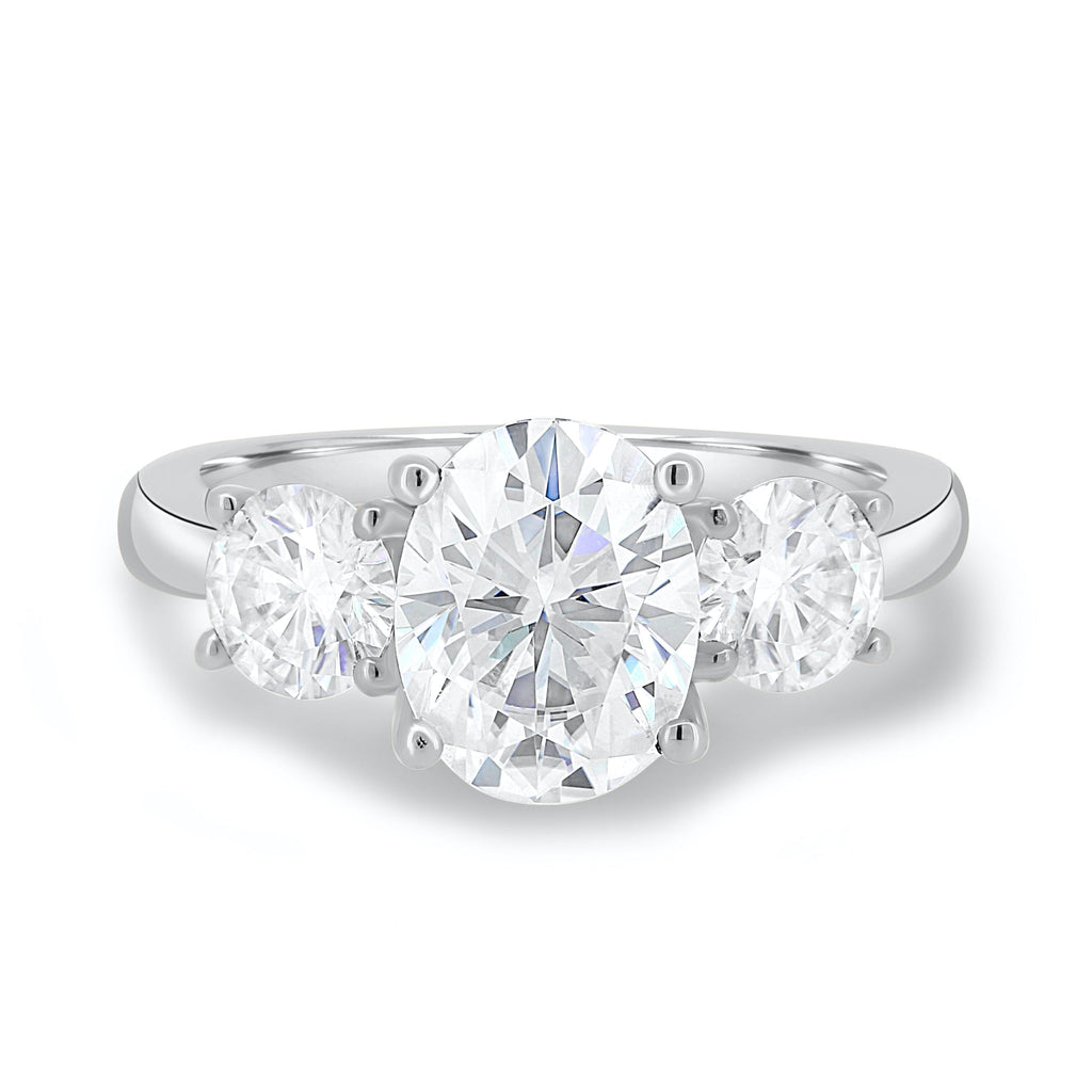 1.91 CT Oval Cut Moissanite Three Stone Engagement Ring