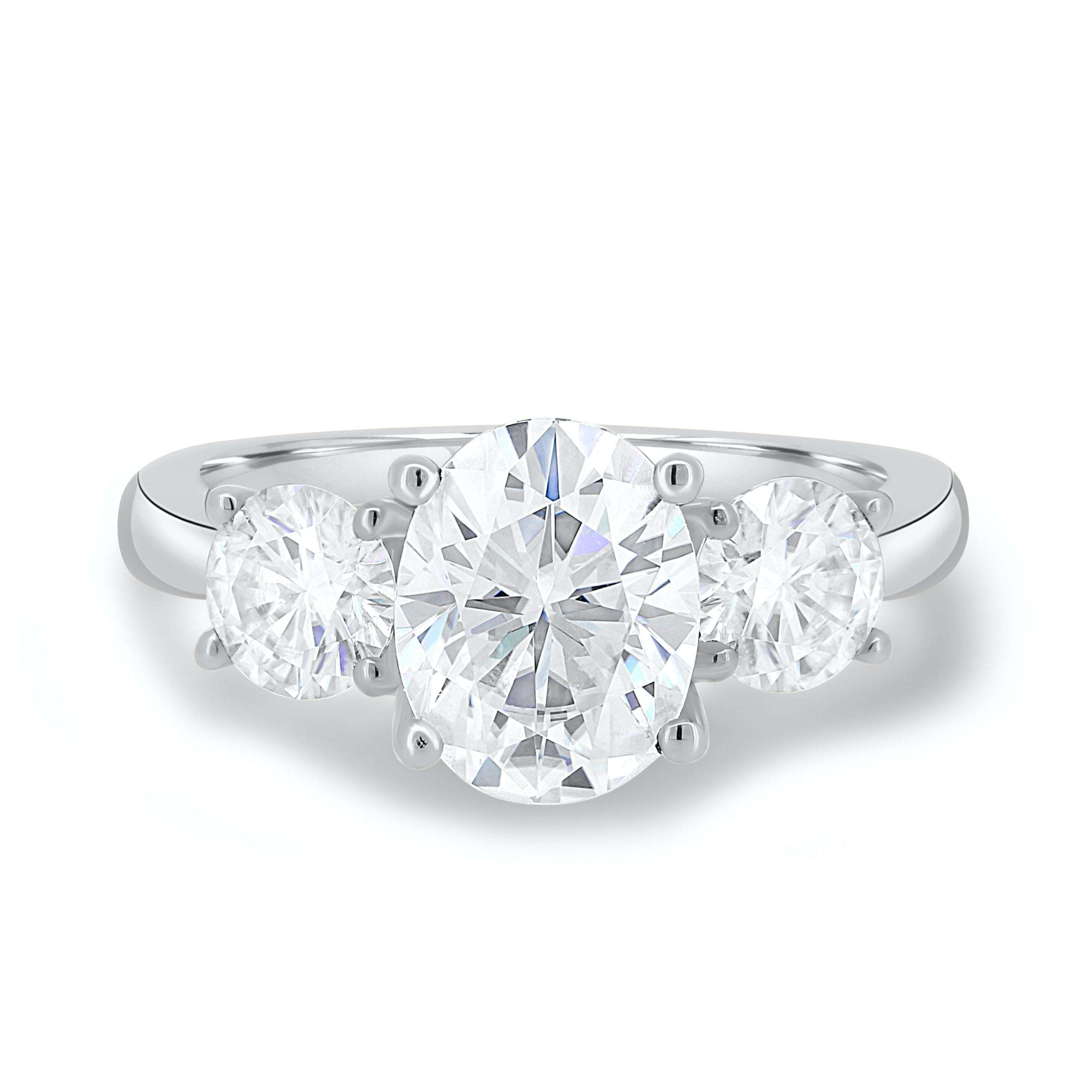 1.91 CT Oval Cut Moissanite Three Stone Engagement Ring