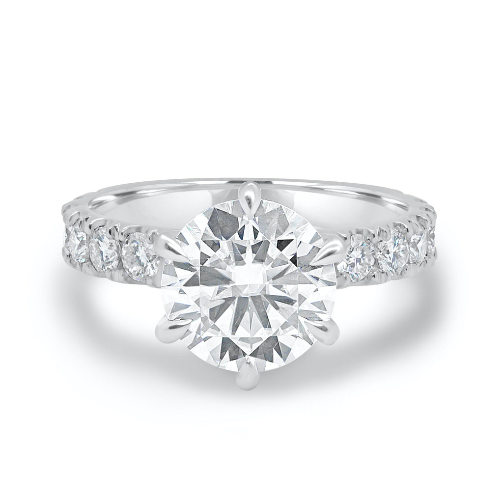 1.90 CT Round Cut Moissanite Six Prong Engagement Ring