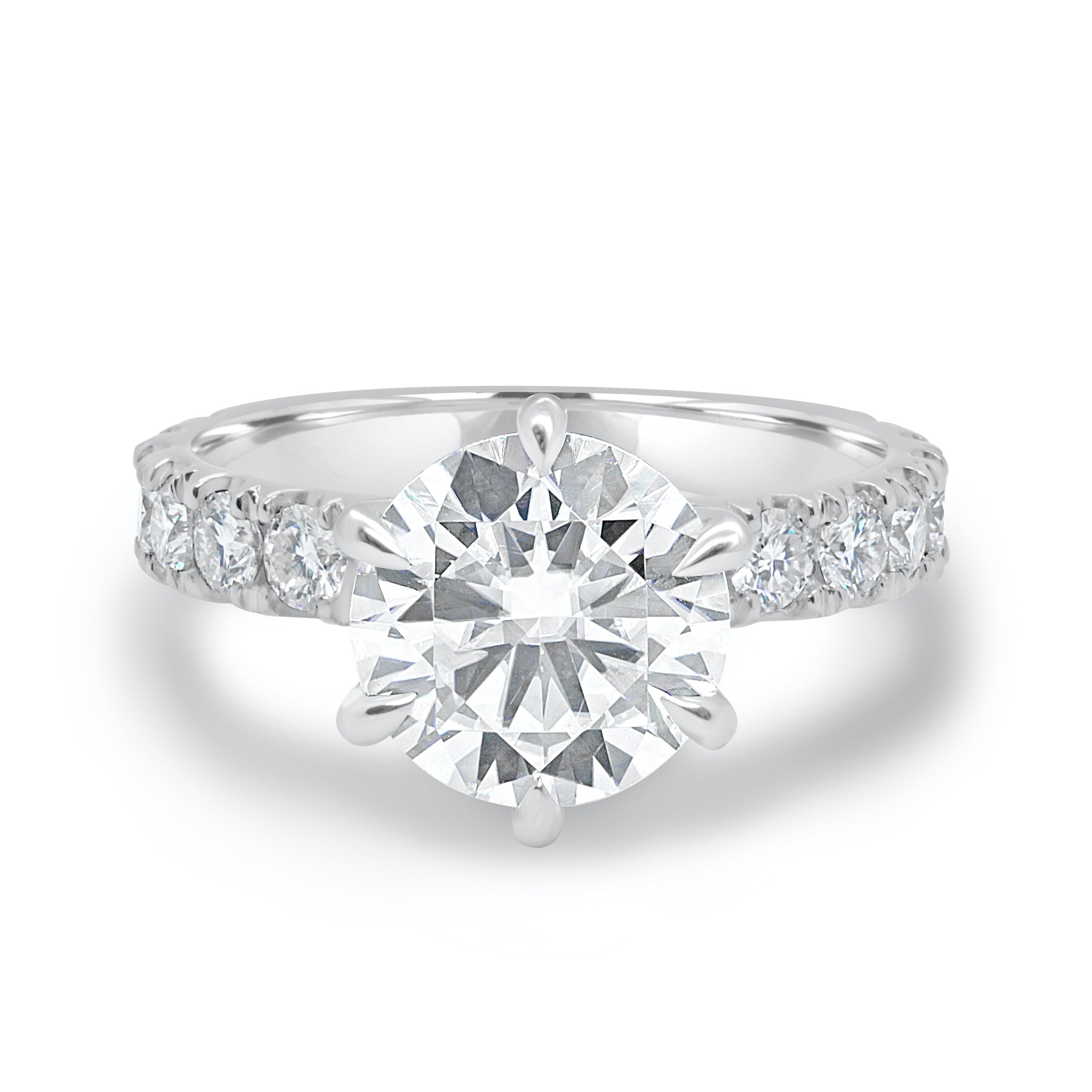 1.90 CT Round Cut Moissanite Six Prong Engagement Ring