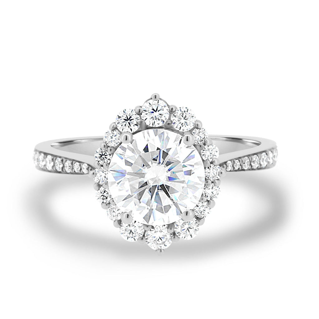 1.35 CT Round Cut Halo Style Moissanite Engagement Ring