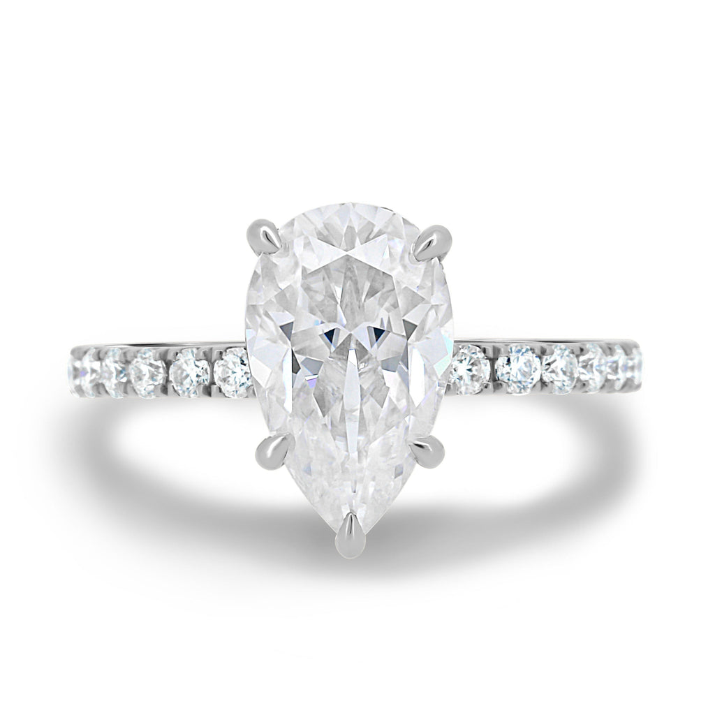 1.80 - 3.80 CT Pear Moissanite Pave Engagement Ring
