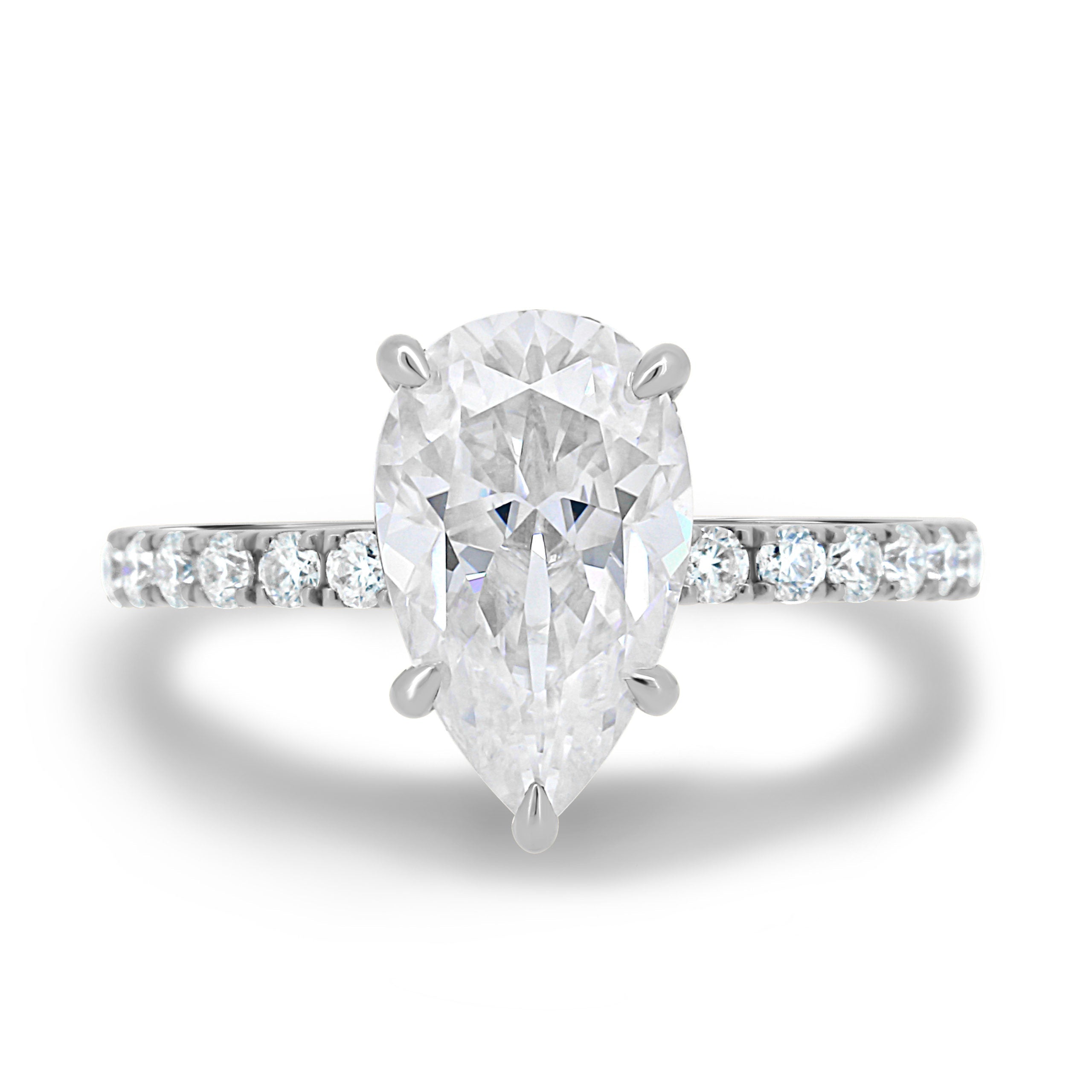 1.80 - 3.80 CT Pear Moissanite Pave Engagement Ring