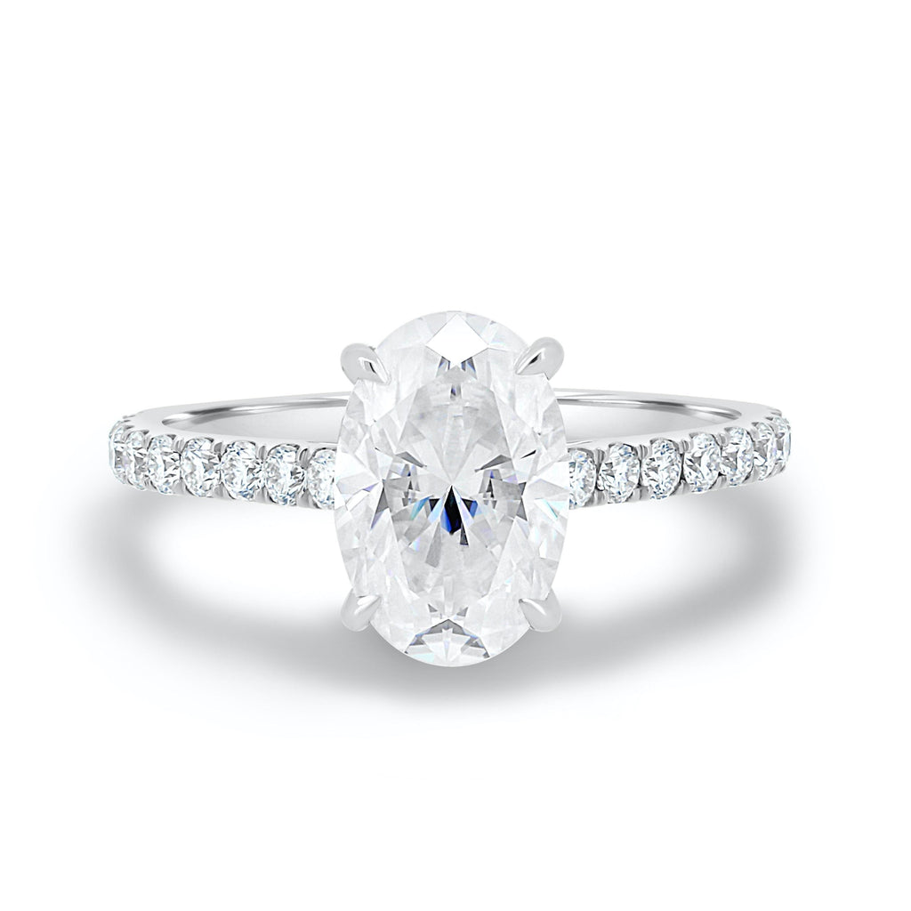 2.05 CT Oval Cut Moissanite Hidden Halo Pave Setting Engagement Ring