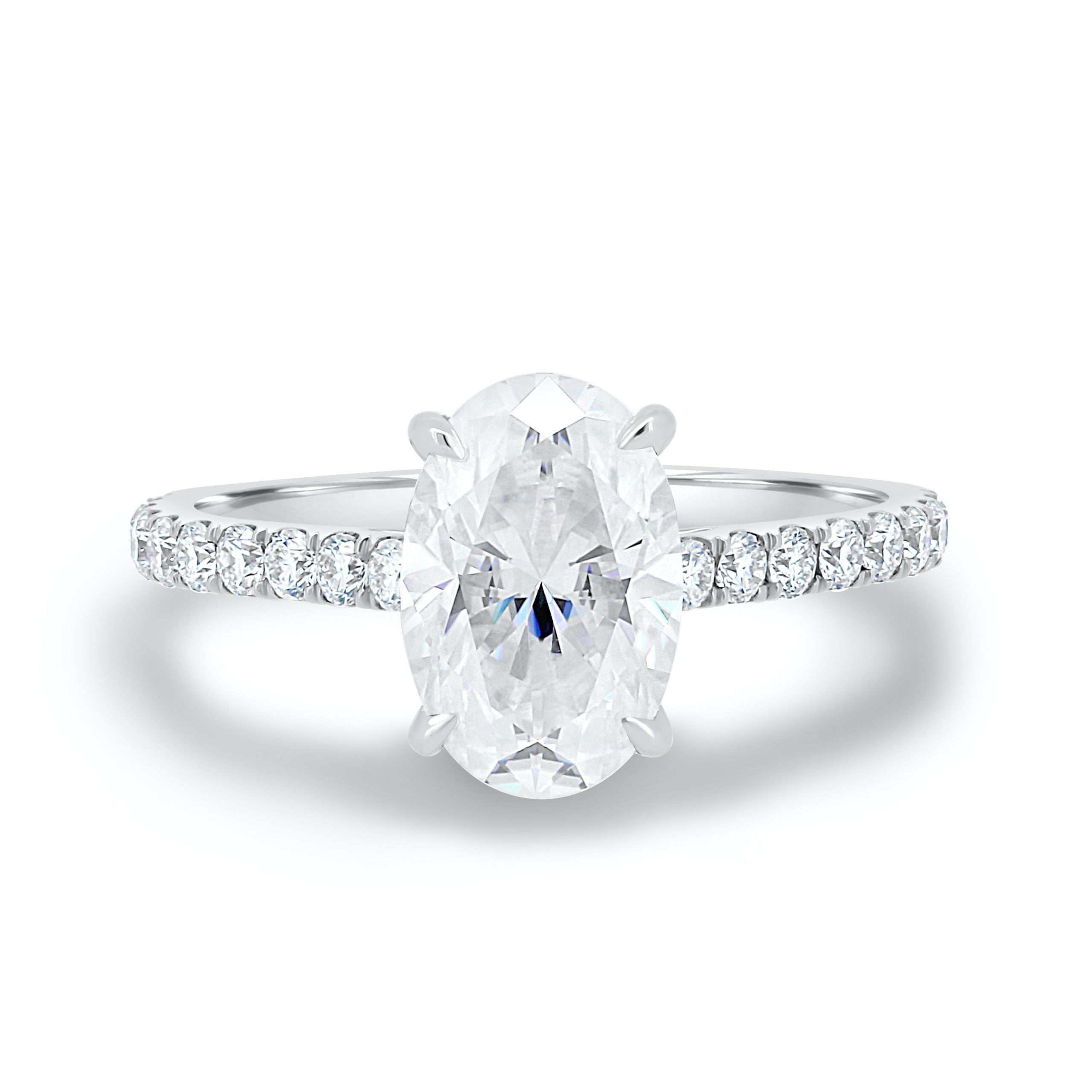 2.05 CT Oval Cut Moissanite Hidden Halo Pave Setting Engagement Ring