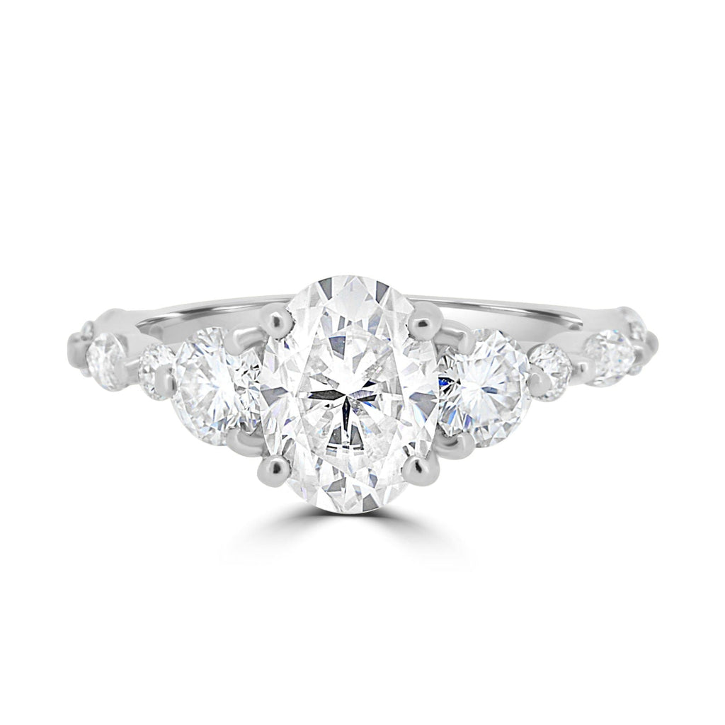 1.33 CT Oval Cut Pave Setting Moissanite Engagement Ring