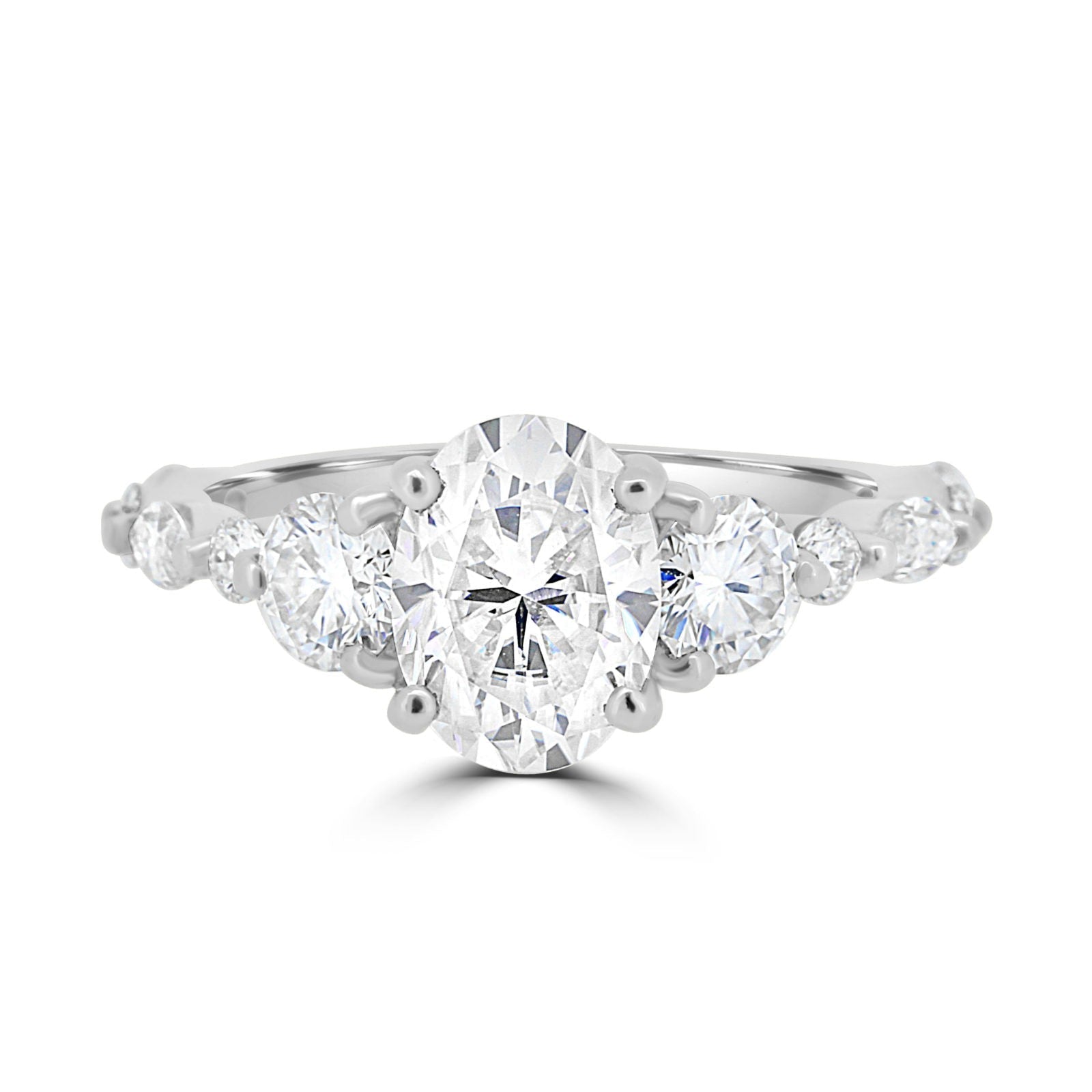 1.33 CT Oval Cut Pave Setting Moissanite Engagement Ring