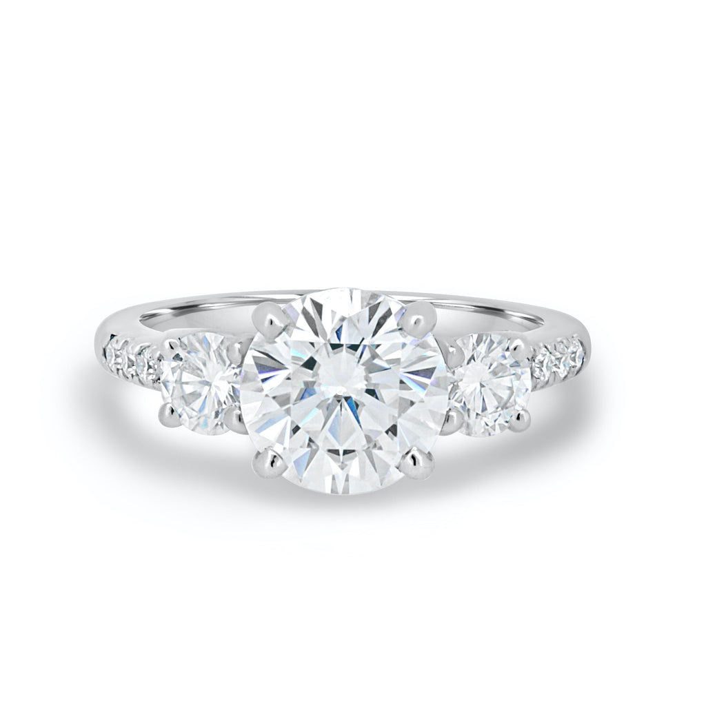 1.60 CT Round Cut Three Stone Moissanite Engagement Ring