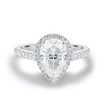 1.93 CT Pear Cut Moissanite Halo Engagement Ring