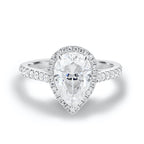 1.93 CT Pear Cut Moissanite Halo Engagement Ring