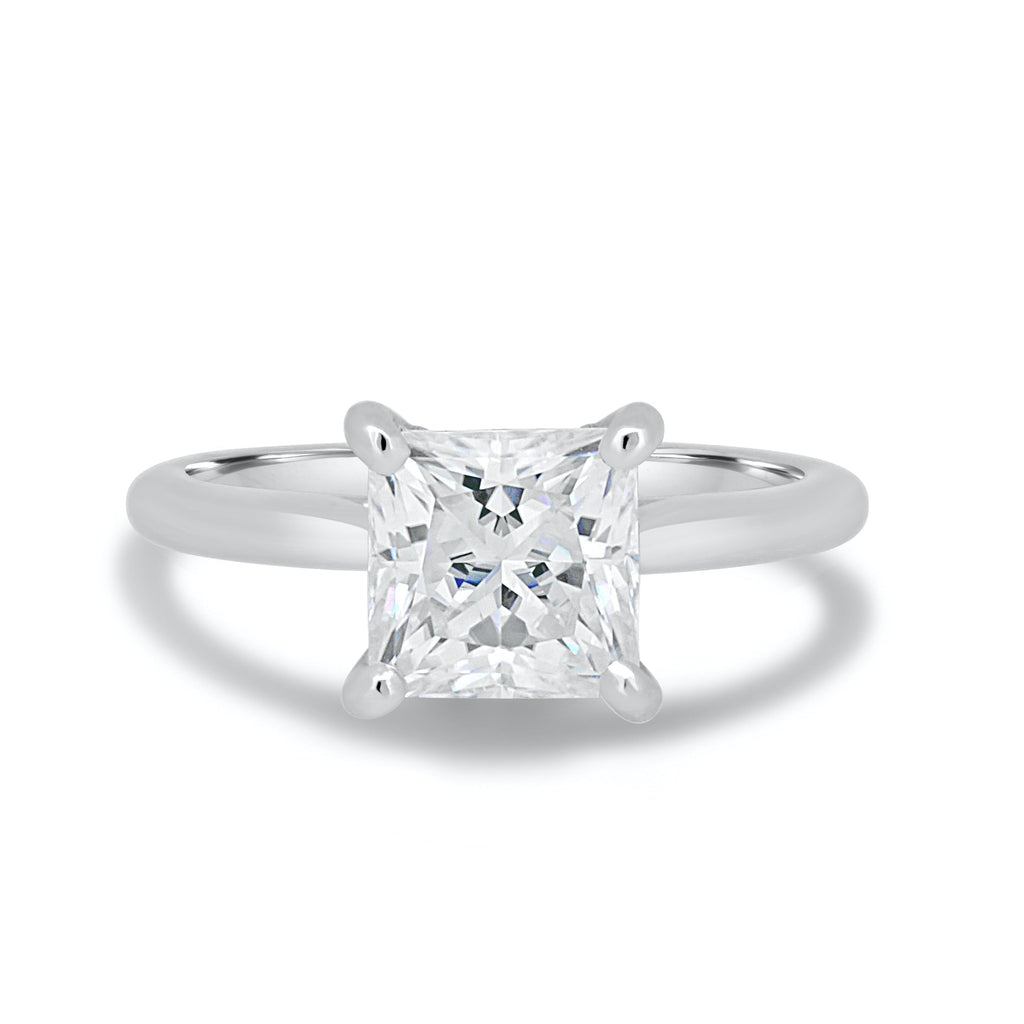 1.90 CT Princess Cut Hidden Halo Moissanite Engagement Ring