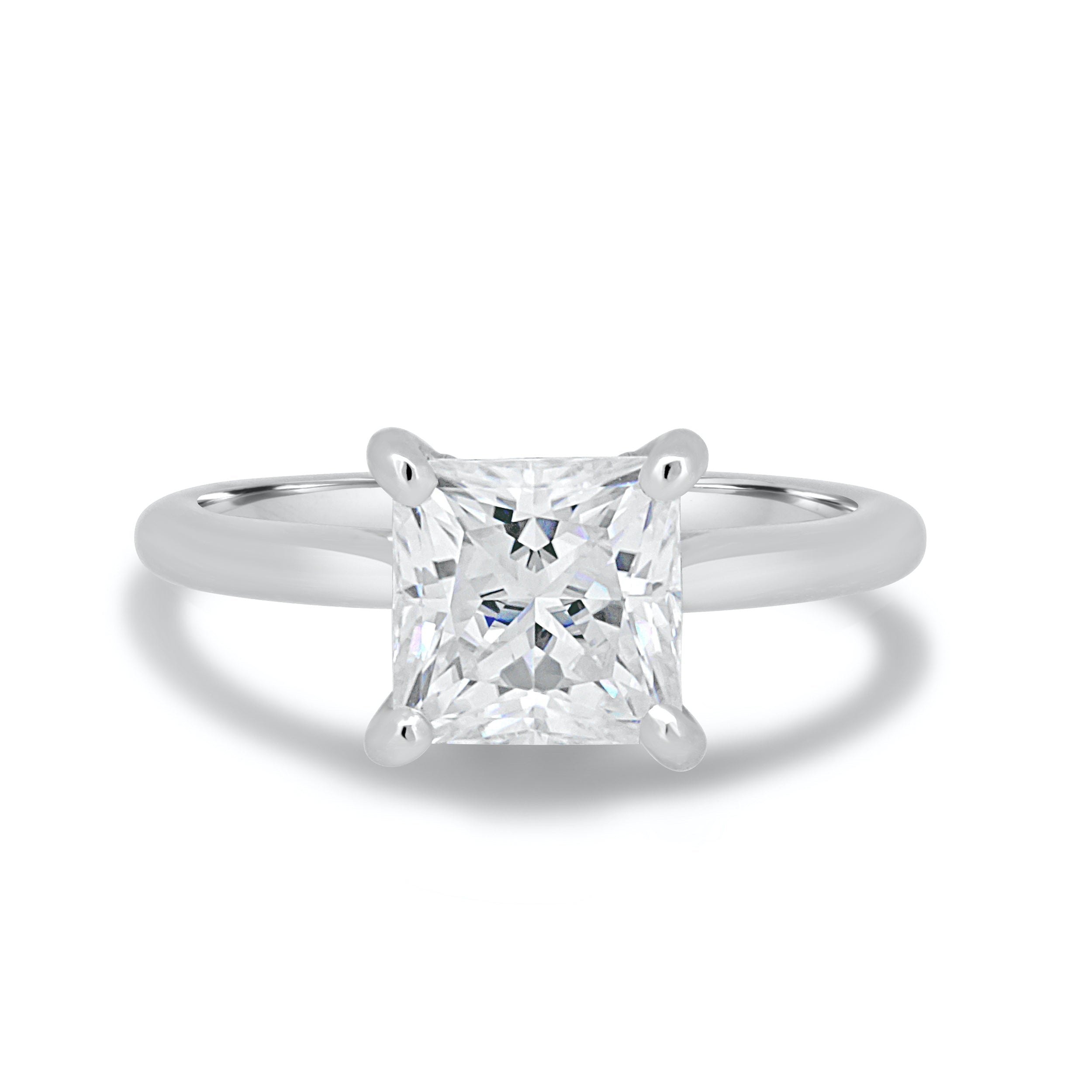 1.90 CT Princess Cut Hidden Halo Moissanite Engagement Ring