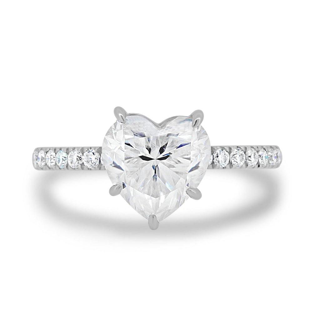 2.50 CT Heart Cut Moissanite Four Prongs Engagement Ring