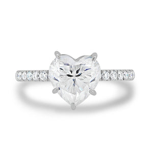 2.50 CT Heart Cut Moissanite Four Prongs Engagement Ring