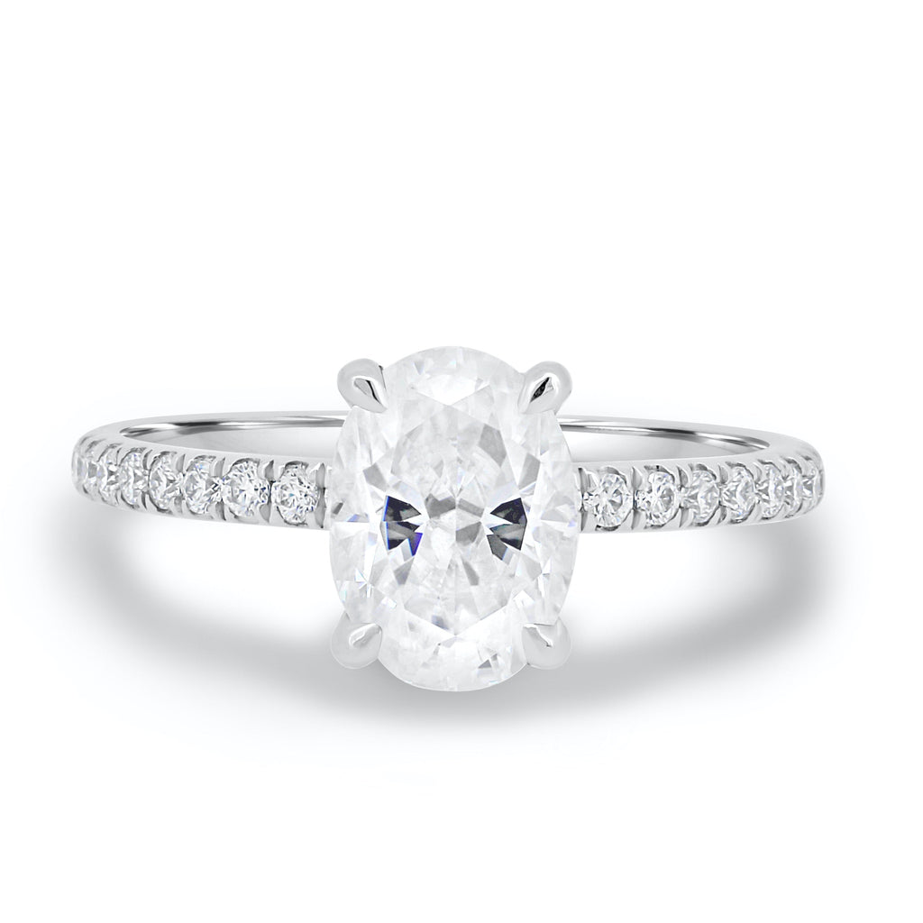 1.80 - 3.80 CT Oval Cut Moissanite Hidden Halo Engagement Ring