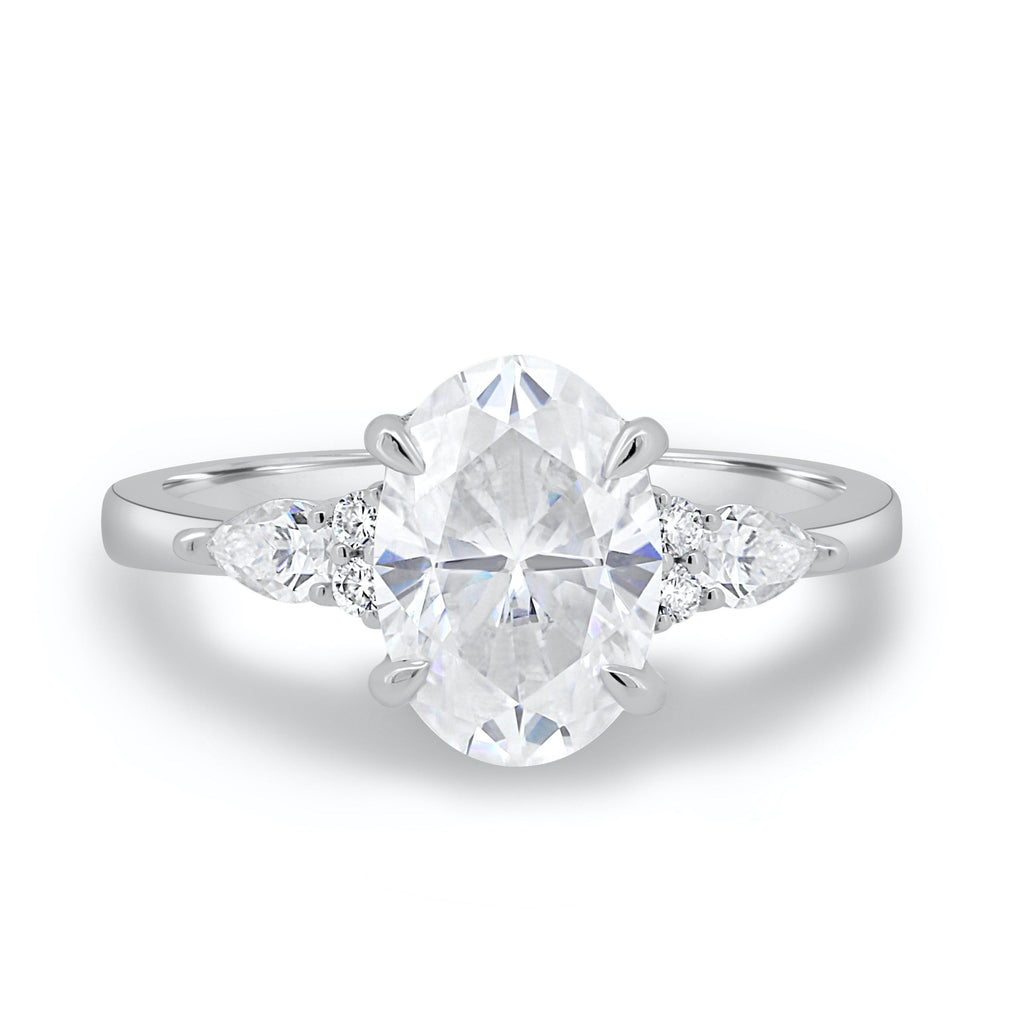 2.05 CT Oval Cut Moissanite Three Stone Engagement Ring