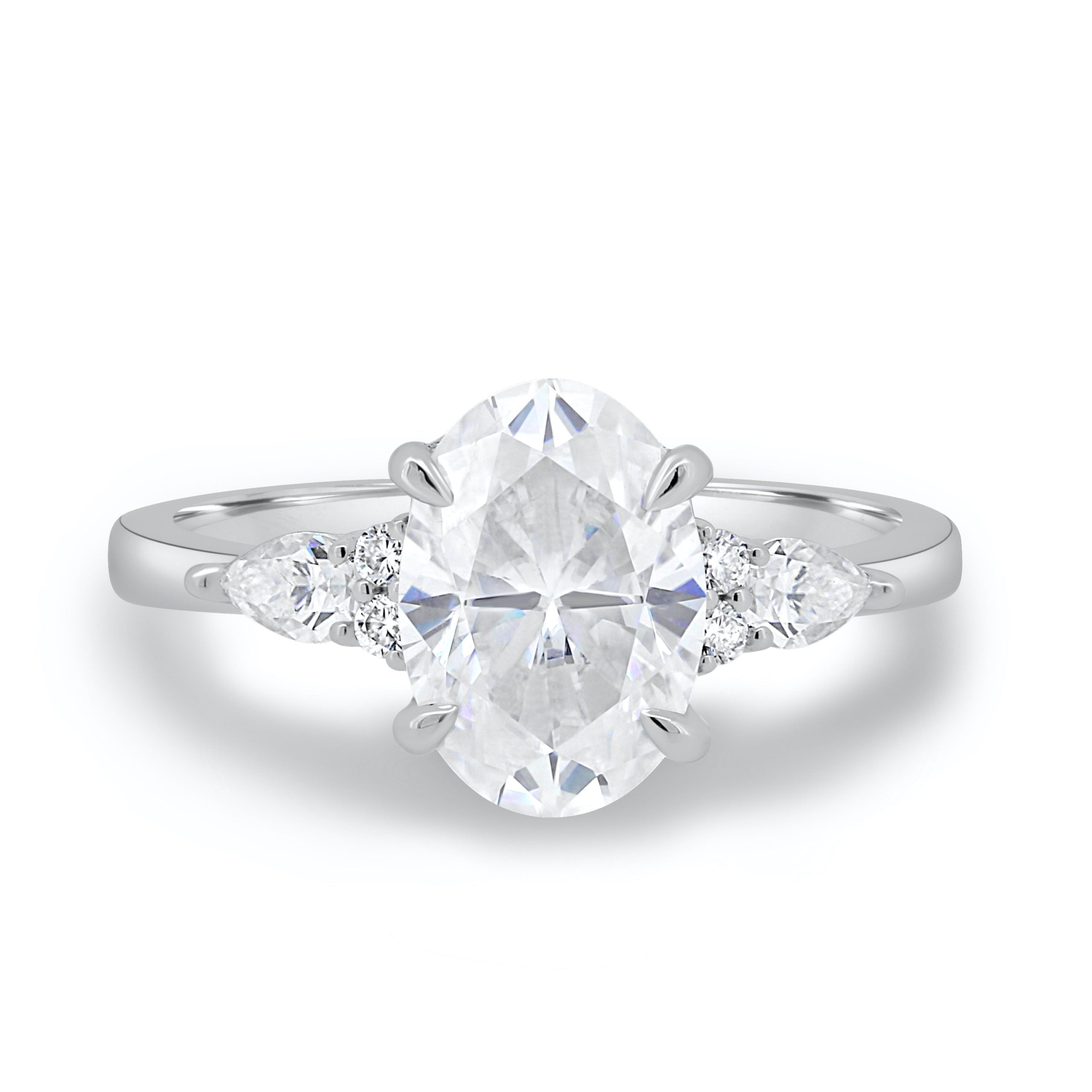 2.05 CT Oval Cut Moissanite Three Stone Engagement Ring