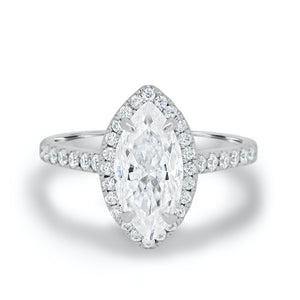 1.60 CT Marquise Cut Moissanite Halo Engagement Ring