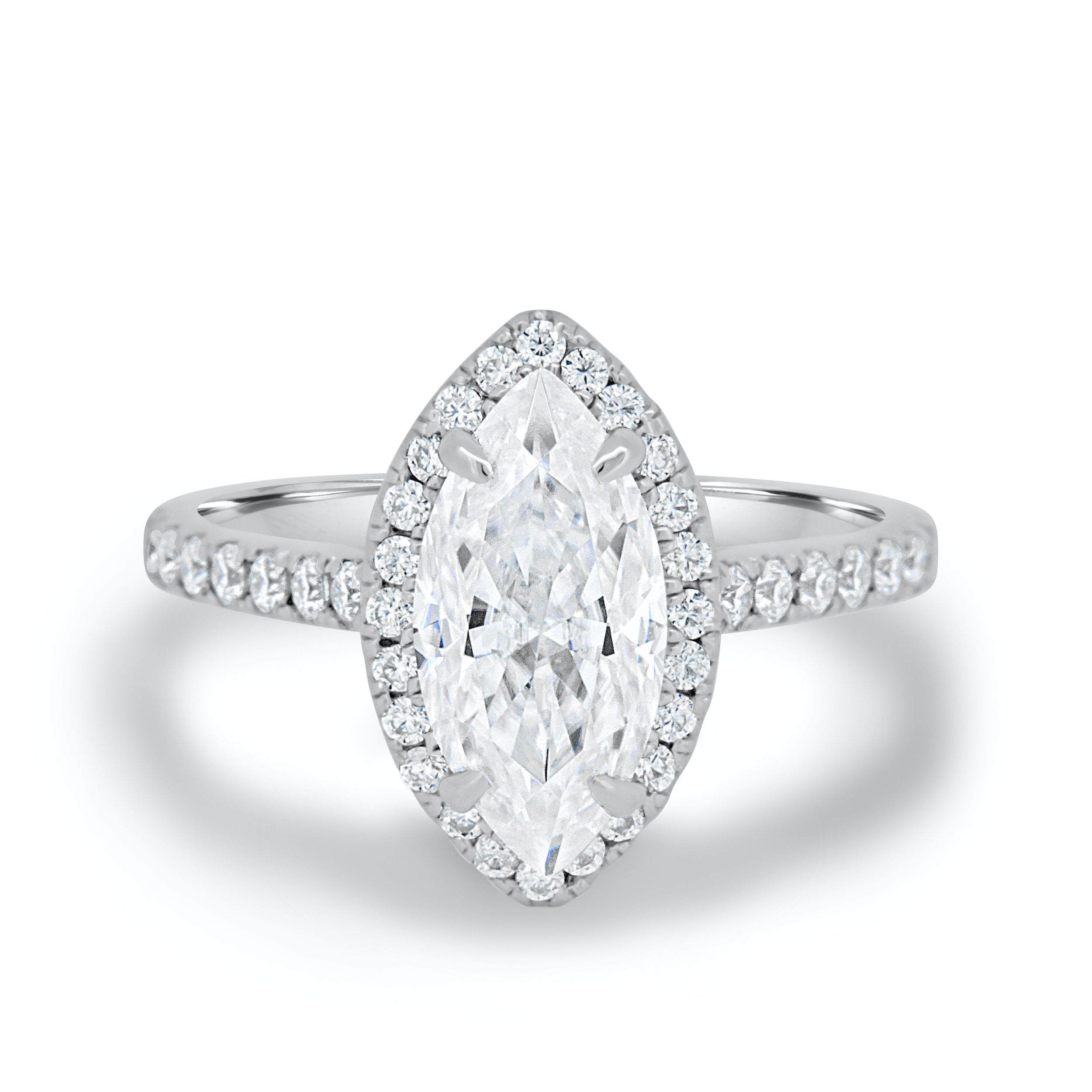 1.60 CT Marquise Cut Moissanite Halo Engagement Ring