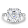 2.50 CT Cushion Moissanite Halo Pave Setting Engagement Ring