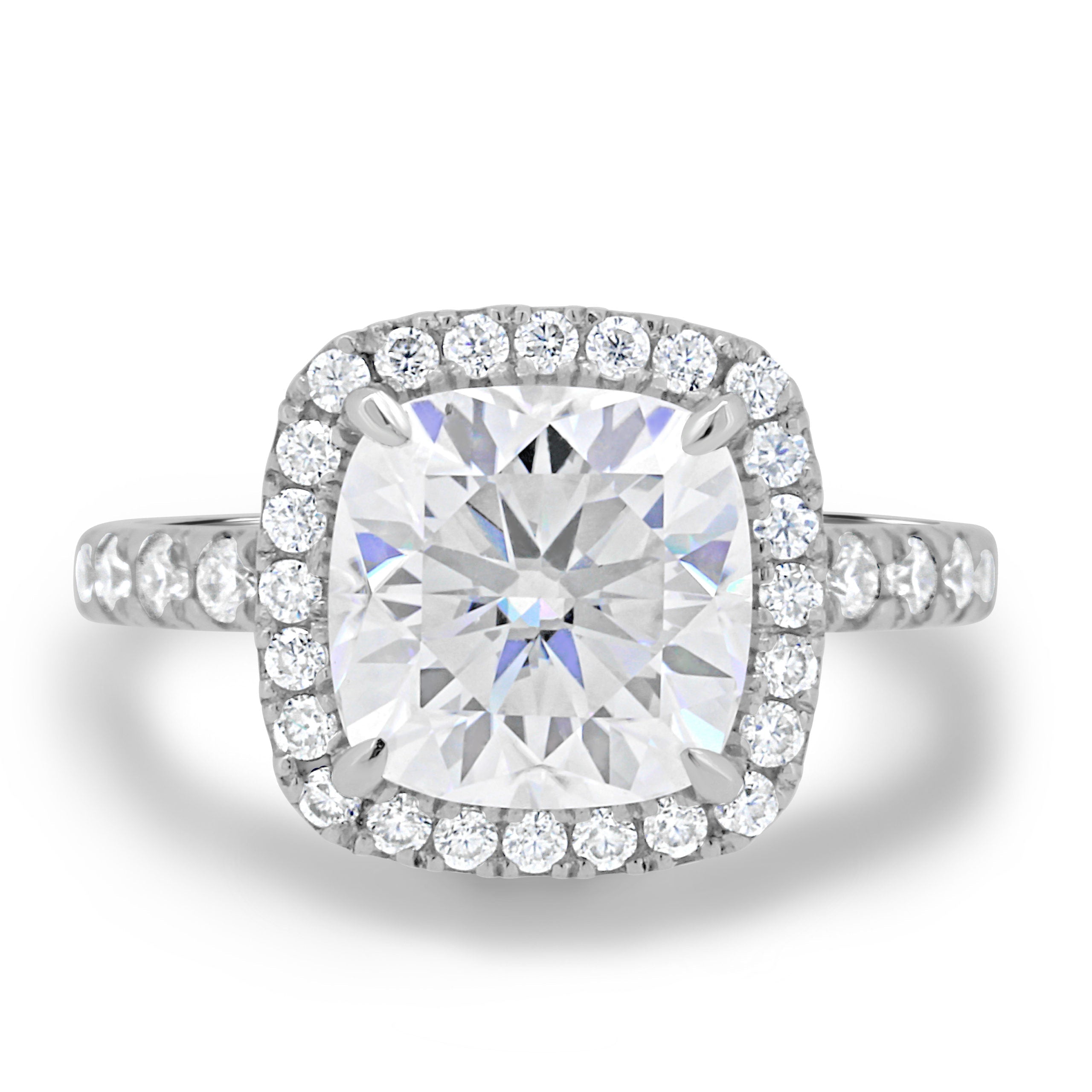 2.50 CT Cushion Moissanite Halo Pave Setting Engagement Ring