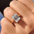 Cathedral Emerald Cut Ring With Tapered Shank Band