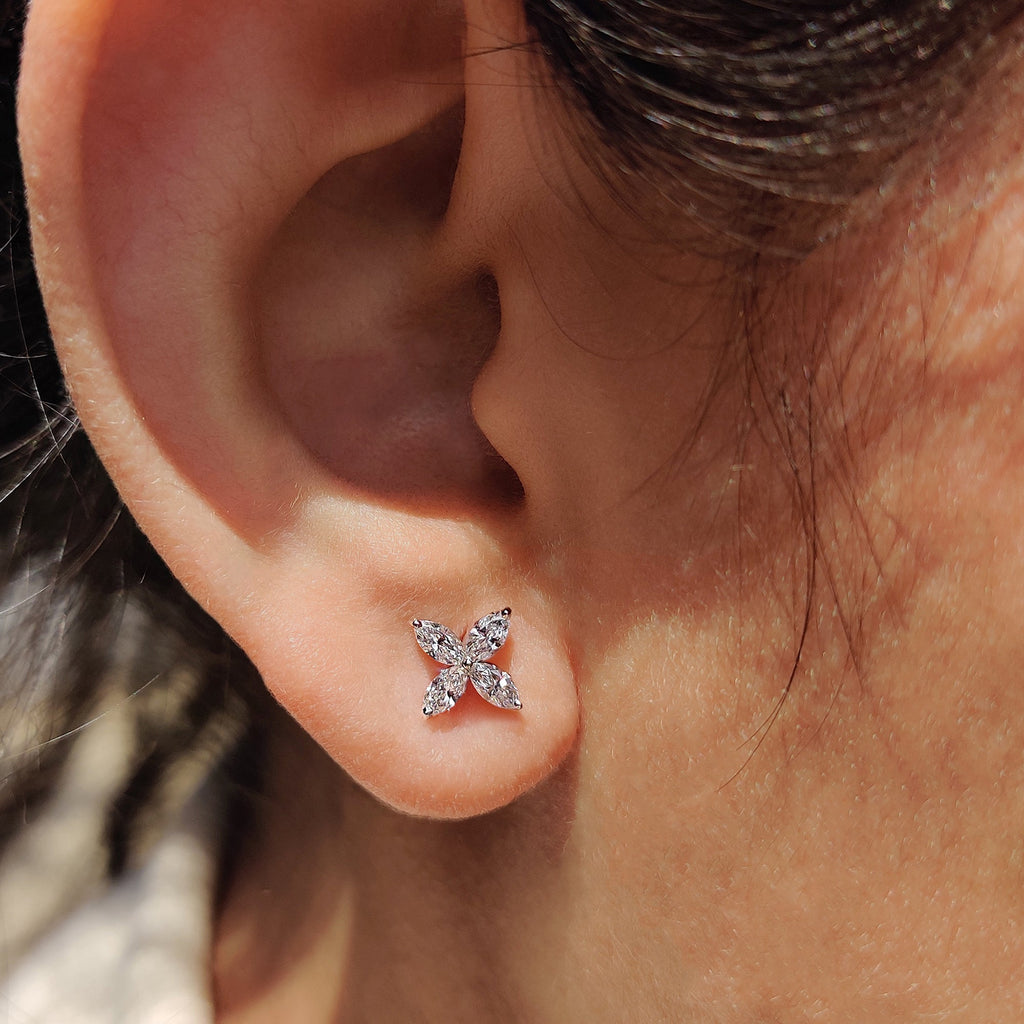 Marquise Diamond Earrings in Elegant Prong Style