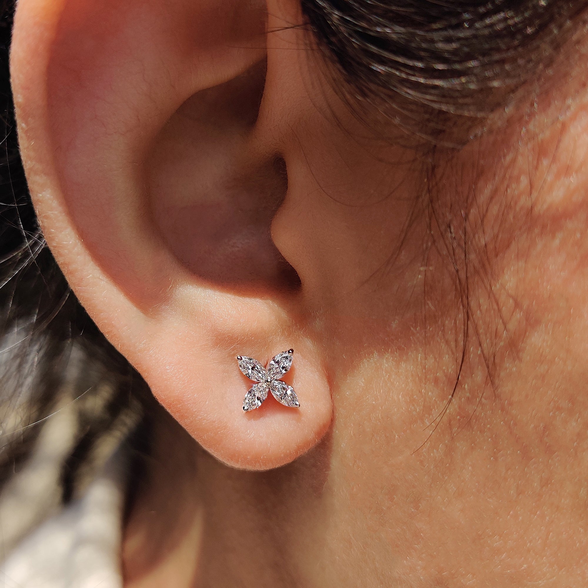 Marquise Diamond Earrings in Elegant Prong Style