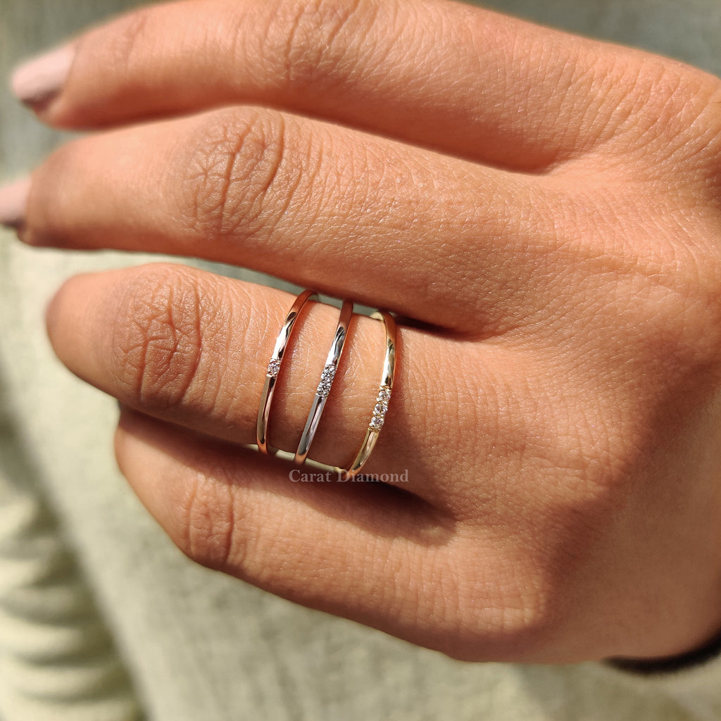 3 Piece Wedding Ring Set In Round Cut Moissanite