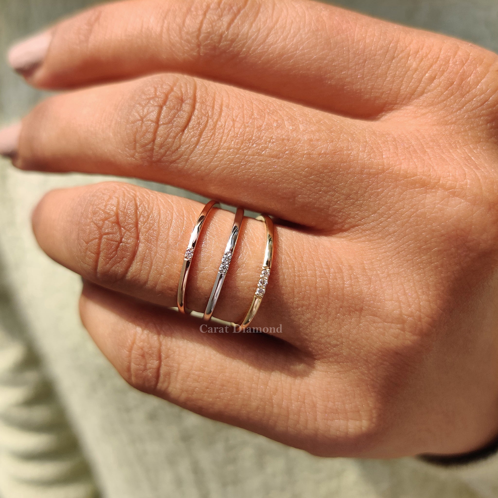 3 Piece Wedding Ring Set In Round Cut Moissanite