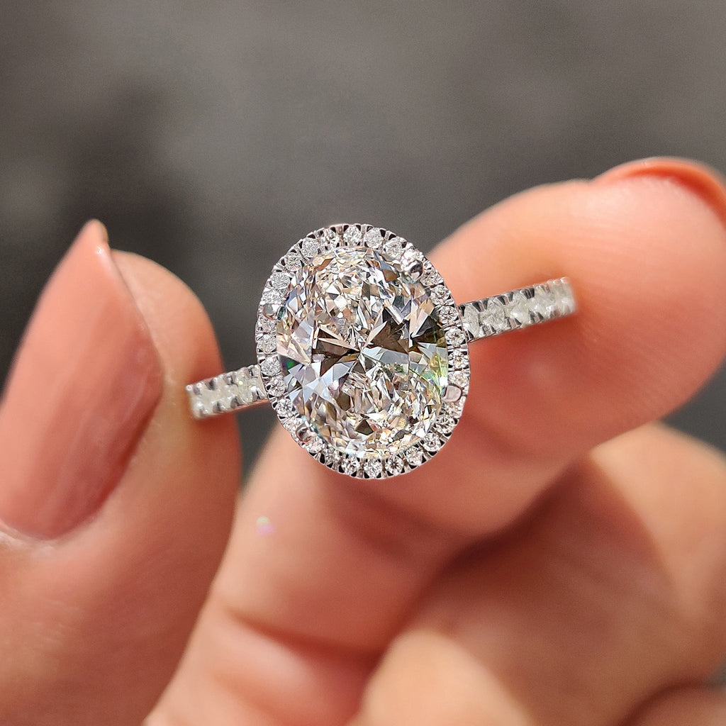 Oval Diamond Ring with Halo Style