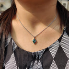 Cyan Blue Lozenge Cut Moissanite Pendant