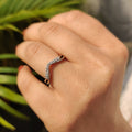 Curved Wedding Band With Round Cut Diamond