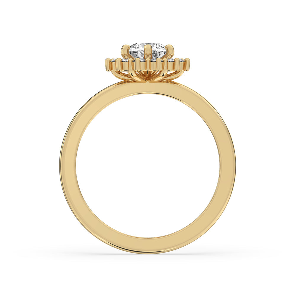 Diamond Cluster Engagement Ring With Prong Setting Charm