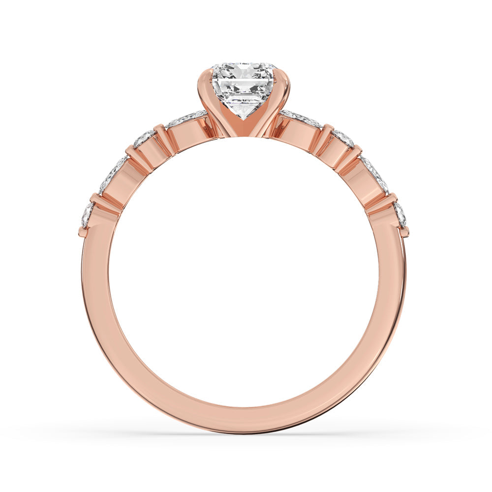 Emerald Cut Engagement Ring - Floating Style