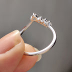Round Cut Chevron Wedding Band With Milgrain Detail