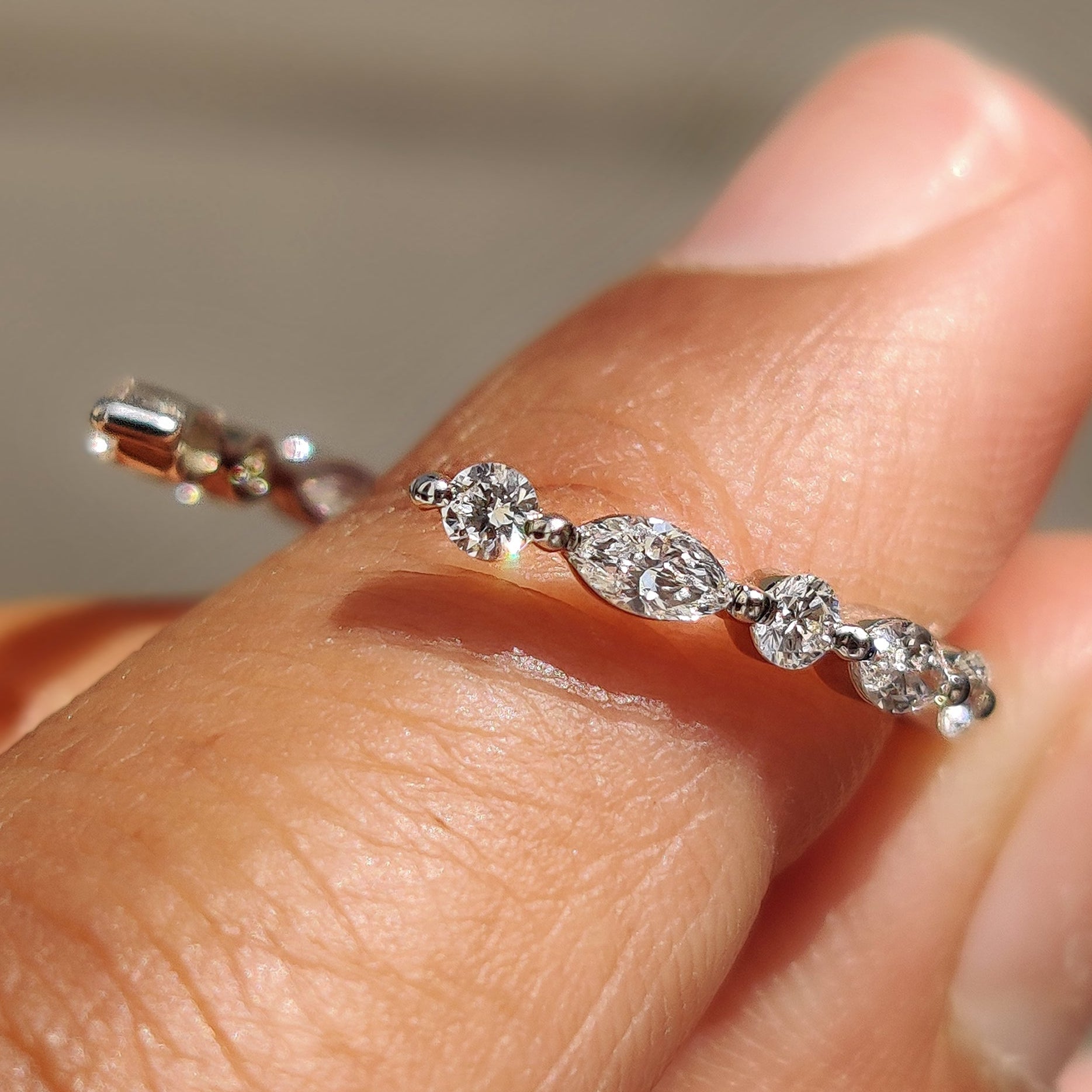 White Gold Womens Wedding Band With Marquise Diamond Main image