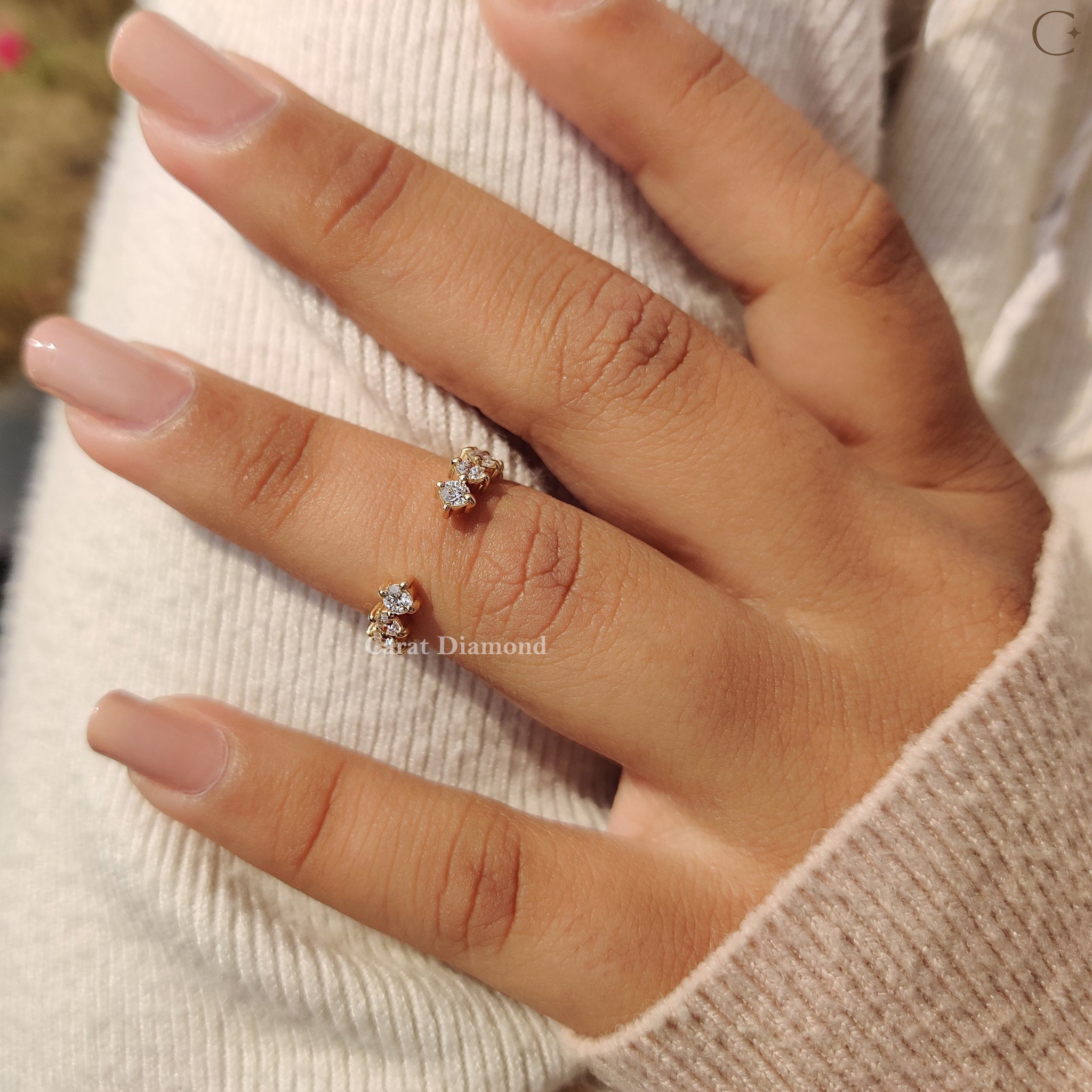 Round Diamond Wedding Band In Open Gap Style
