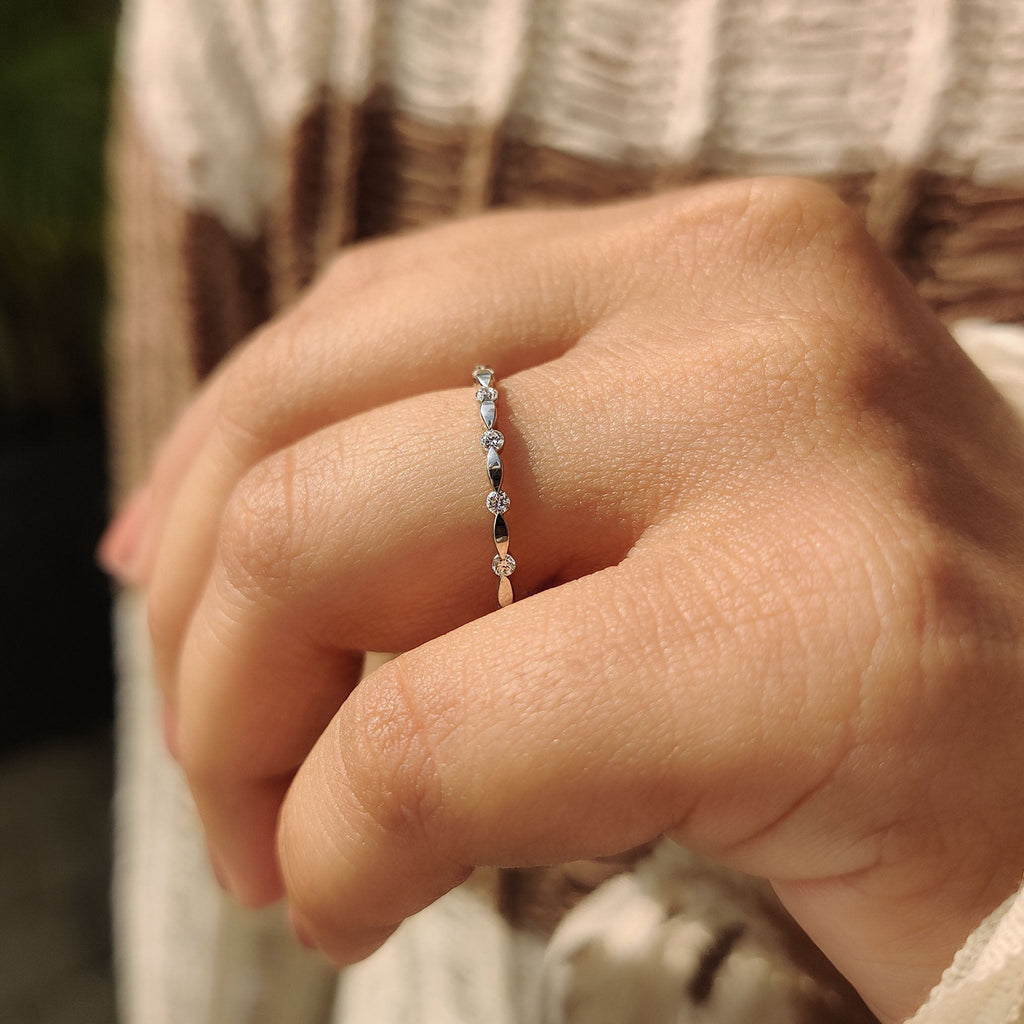 Stackable Round Cut White Gold Diamond Wedding Band