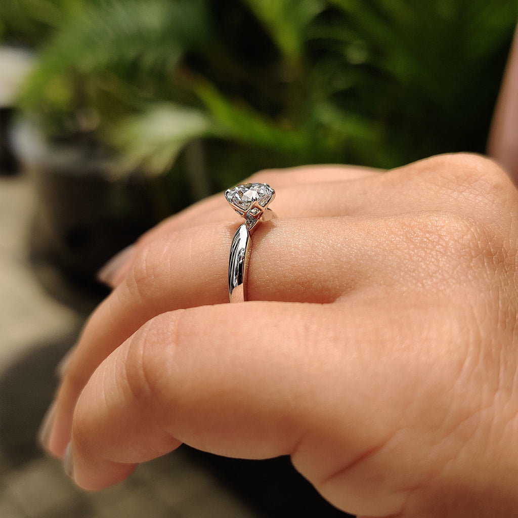 Round Solitaire Engagement Ring With Tulip Style