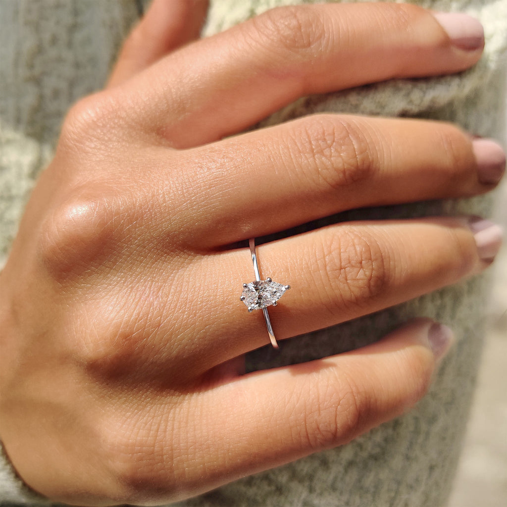 Pear Shaped Engagement Ring In White Gold